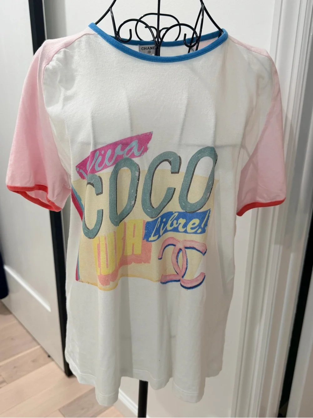 Chanel Paris-Cuba Pink And White Graphic Tee Women's Size L 😍